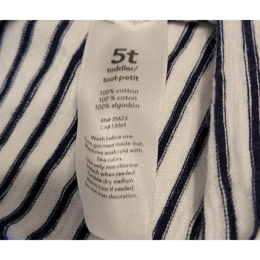 Carters Henley Shirt Toddler 5T Blue White Striped Sam Houston Short Sleeve